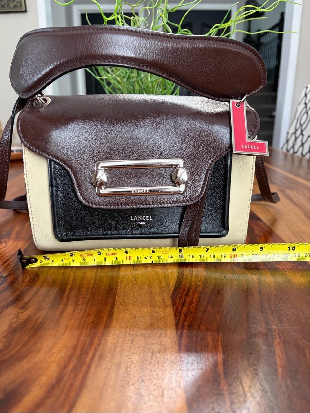 Lancel Paris Two-Tone Brown & Black Leather Shoulder Bag 🇫🇷